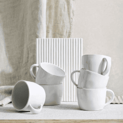 Image showing the Portobello Set of 6 Mugs, H7.7cm, White product.