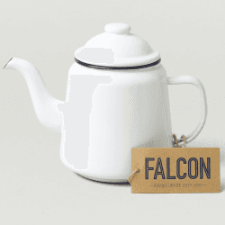 Image showing the Teapot, 1 litre, White With Blue Rim product.