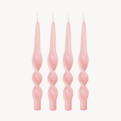 Image showing the Swirl Set of 4 Dinner Candles, H28cm, Pale Pink product.