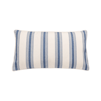 Image showing the Sea Stripe Small Lumbar Cushion, 65 x 35 cm, Blue / White product.
