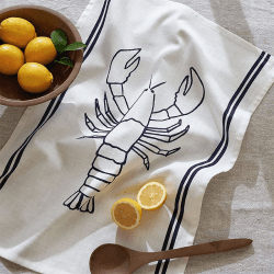 Image showing the Lobster Tea Towel, 50 x 70cm, White/Blue product.