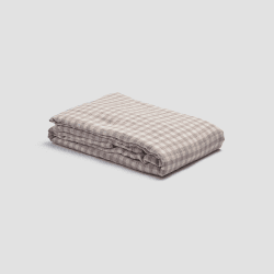 Image showing the Gingham Linen Duvet Cover, King, Mushroom product.