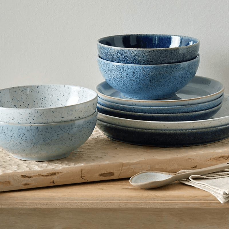 Studio Blue 4 Piece Coupe Dinner Plate Set, 26cm, Mixed