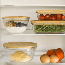Image showing the Glass Bowl With Bamboo Lid, 770ml, Clear product.