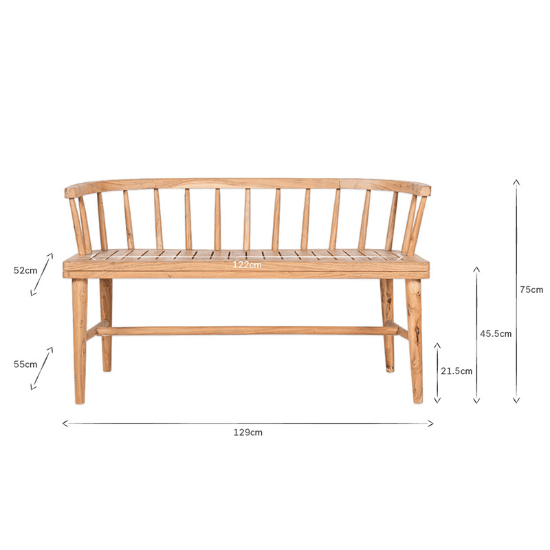 Tipu Acacia Wood Bench, Natural