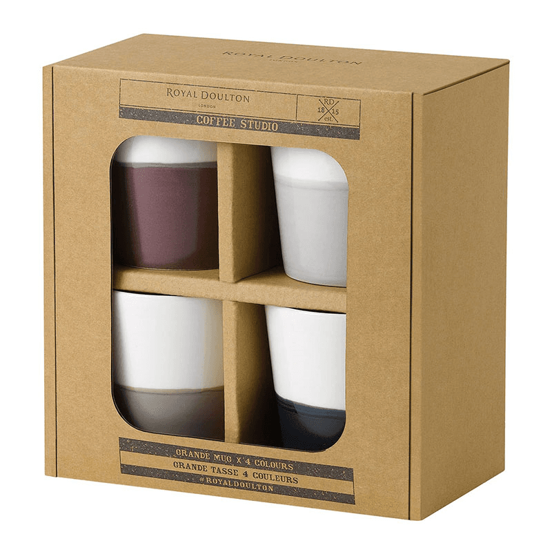Coffee Studio Set of 4 grande mugs, 560ml, White/Grey