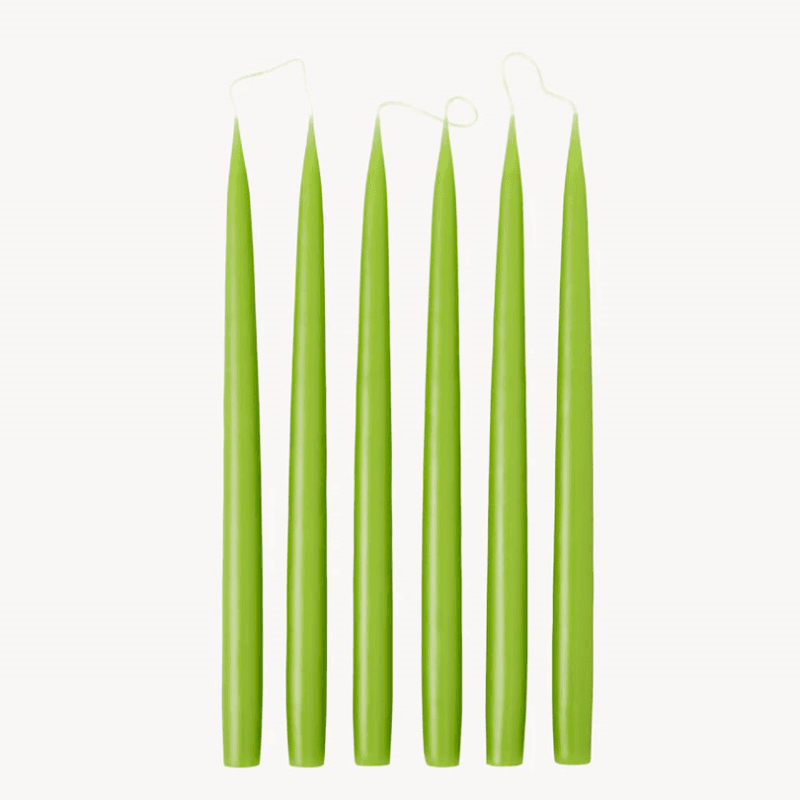 Set of 6 Tapered Dinner Candles, H35cm, Spring Green