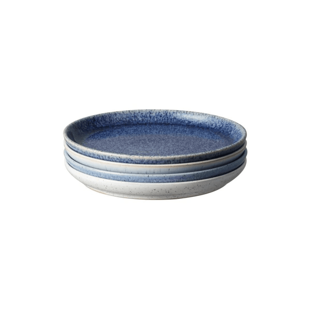 Studio Blue Set of 4 small coupe plates, L17 x W17 x D2.3cm, Blue Tones