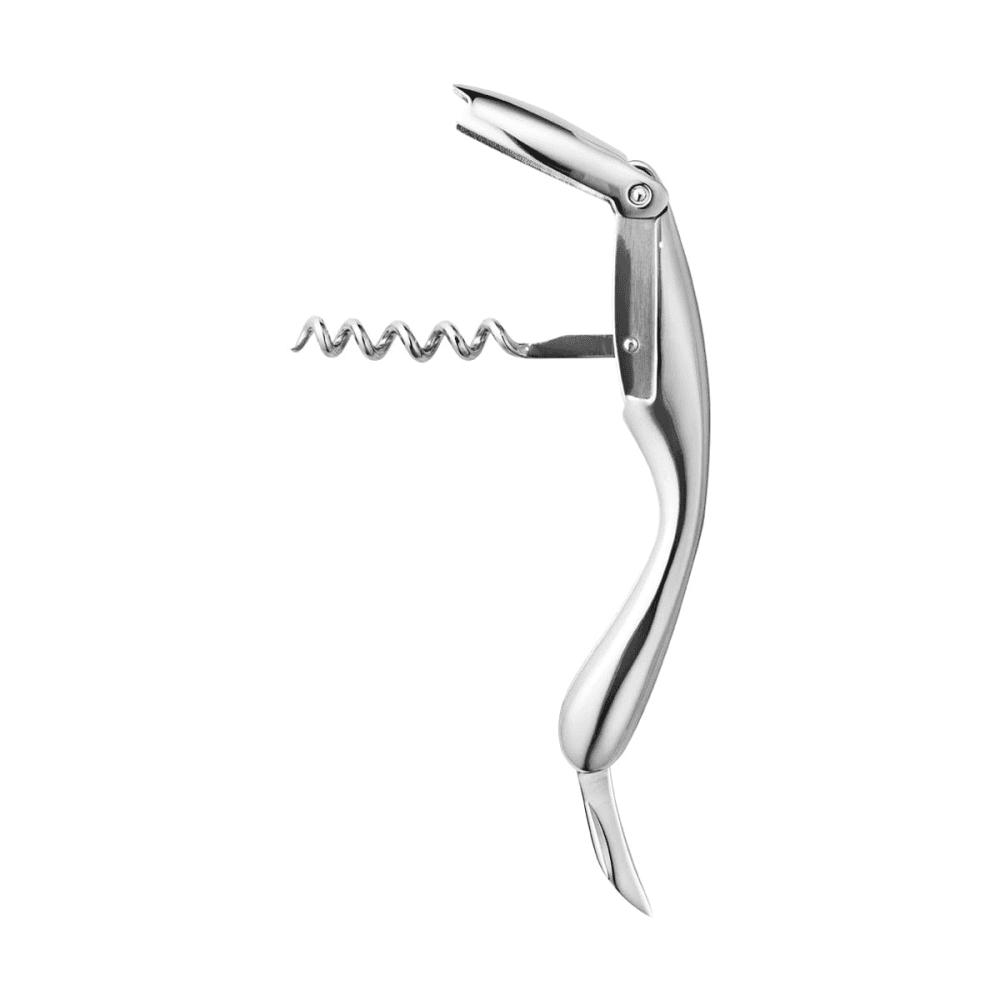 Bar & Wine 3 Piece Corkscrew, Stopper & Pourer Set, Polished Stainless Steel
