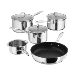 Image showing the 7000 5 piece draining saucepan set, 14-26cm, Stainless Steel product.
