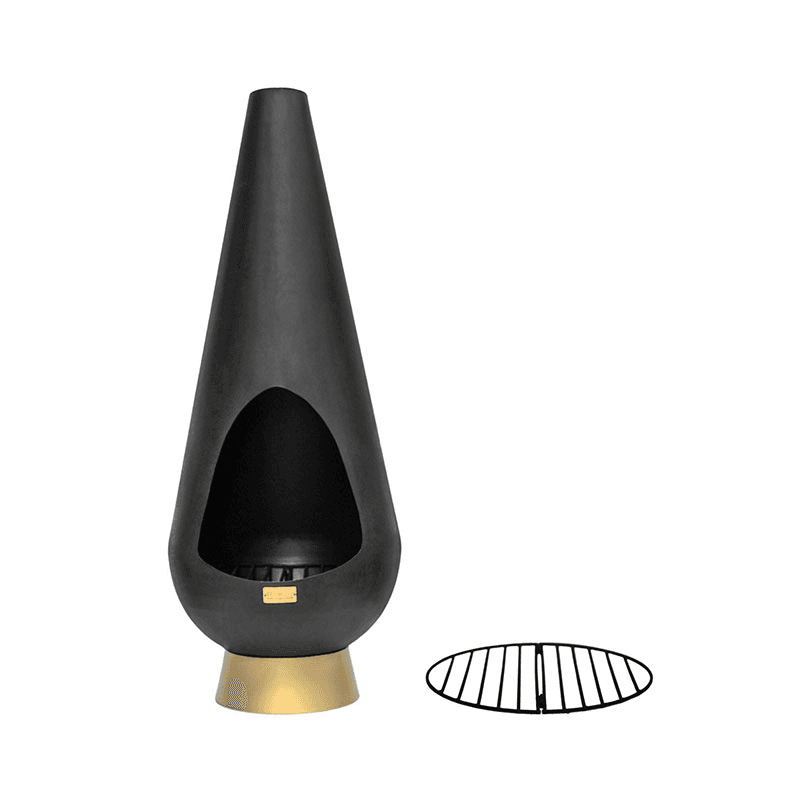 Leo Outdoor Fireplace, H120 x W46cm, Black/Gold