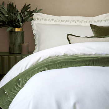 Image showing the Scallop Edge Pair of Oxford Pillowcases, Matcha product.