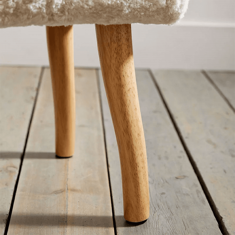 Curly Shearling Bench, H47cm x W36cm x L105cm, Oatmeal