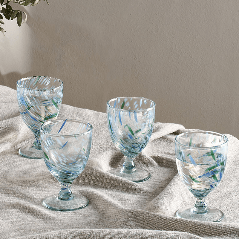 Taja Set of 4 Glasses, 190ml, Sea Blue