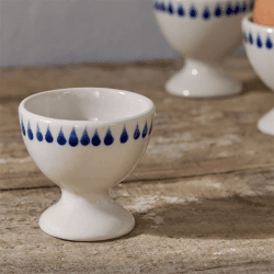 Image showing the Indigo Drop Set of 2 Egg Cups, Cream & Blue product.