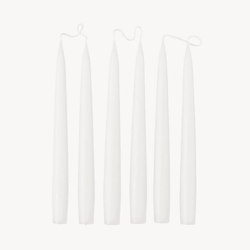 Set of 6 Tapered Dinner Candles, H25cm, White