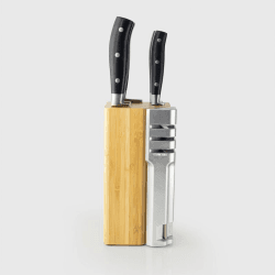 Image showing the Henley 5 Piece Kitchen Knife & Block Set With Detachable 3-Stage Knife Sharpener, Bamboo product.