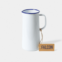 Image showing the Large jug, 3 pint, White With Blue Rim product.
