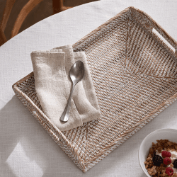Image showing the Rattan Serving Tray, White product.