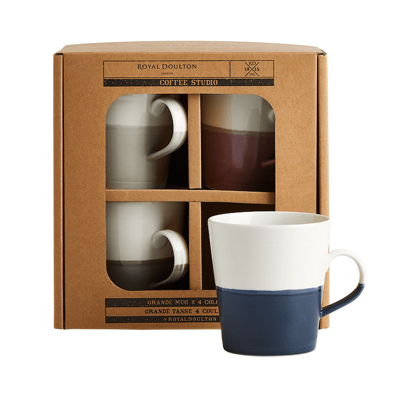 Coffee Studio Set of 4 grande mugs, 560ml, White/Grey