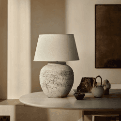 Image showing the Rustic Table Lamp with Shade, H61cm, Grey product.