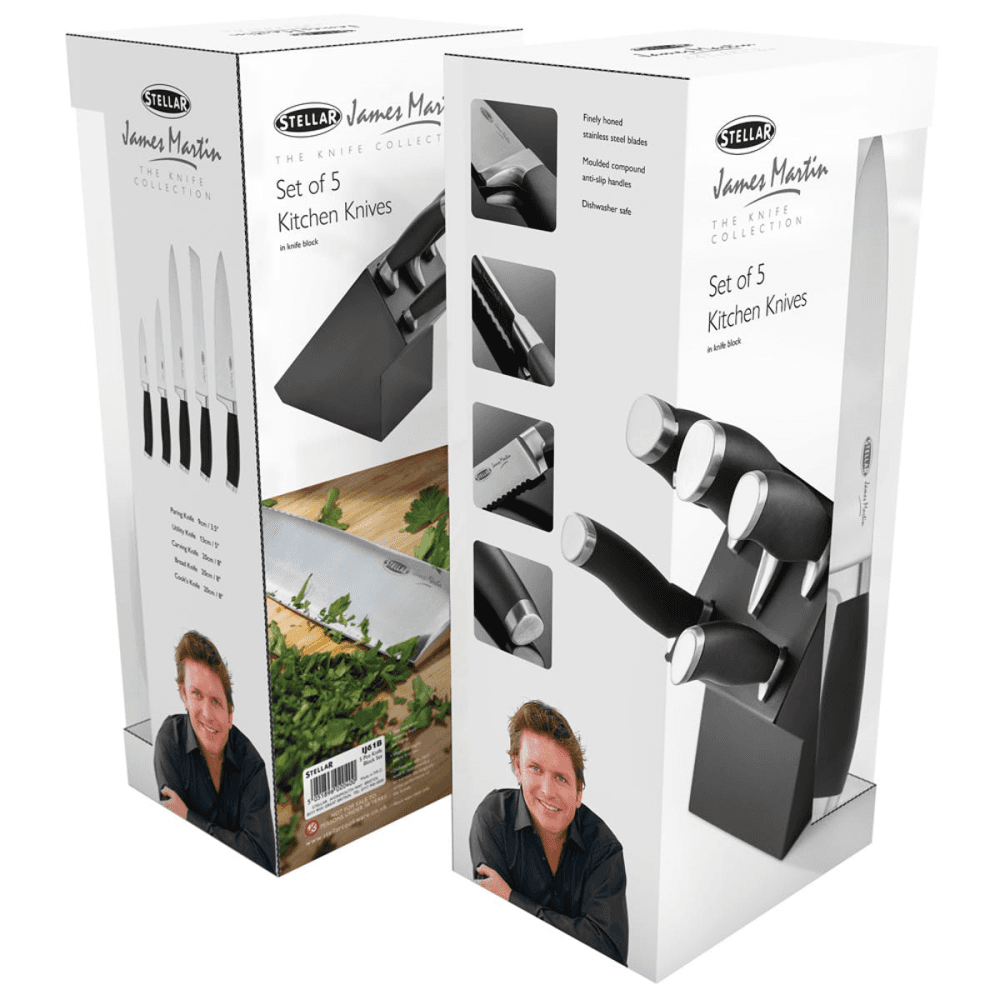 5 Piece Knife Block Set, Black