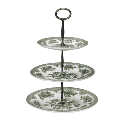 Image showing the Asiatic Pheasants 3 Tier Cake Stand, H35 x W26.5 x D26.5cm, Green product.