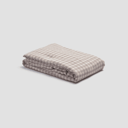 Image showing the Gingham Linen Duvet Cover, Super King, Mushroom product.