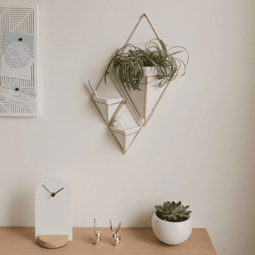Trigg Set of 2 small wall vessels, H19 x W6cm, White/Brass