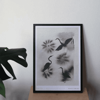 Image showing the Three Birds Recycled Paper Print, A2, Grey product.