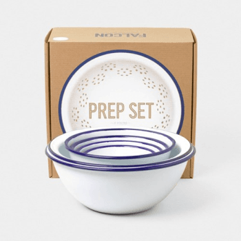 Image showing the Enamel 6 Piece Prep Set, White With Blue Rim product.