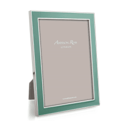 Image showing the Enamel Range Photograph frame, 5 x 7" with 15mm border, Duck Egg With Silver Plate product.