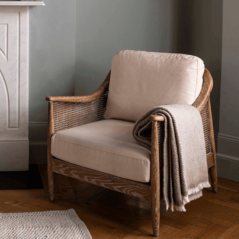Leigh Herringbone Throw, 130 x 170cm, Natural