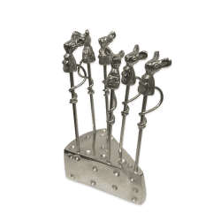 Image showing the Mouse Set of 6 Picks and Holder, L7 x W4.5 x H10.5cm, Silver product.