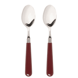 Image showing the Set of 2 Dessert Spoons, Burgundy product.