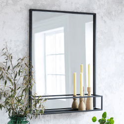 Image showing the Sapperton Mirror with Shelf, H80cm, Black product.