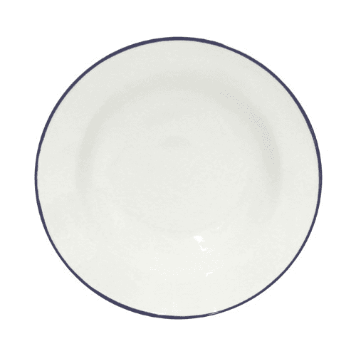 Beja Set of 6 soup/pasta plates, 21cm, white with blue rim