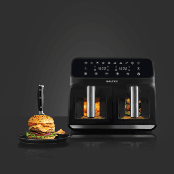 Image showing the Dual Air Fryer, 7.6L, Black product.