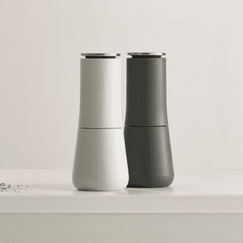 Image showing the Milltop Salt and pepper set, H7 x W3.2 x D3.2cm, Grey & White product.
