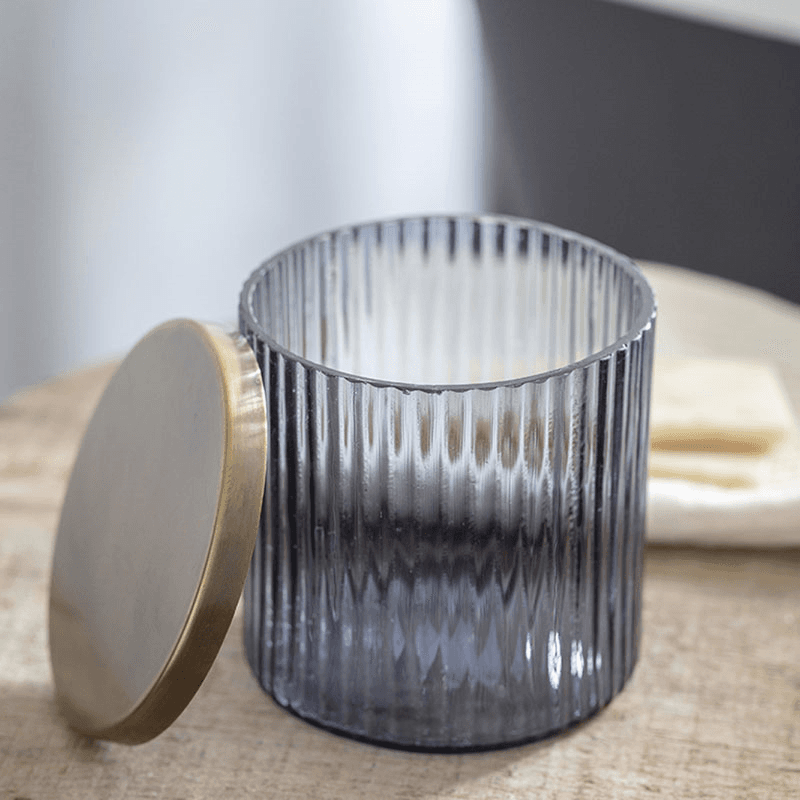 Valeska Recycled Glass Storage Pot, 450ml, Grey Smoke