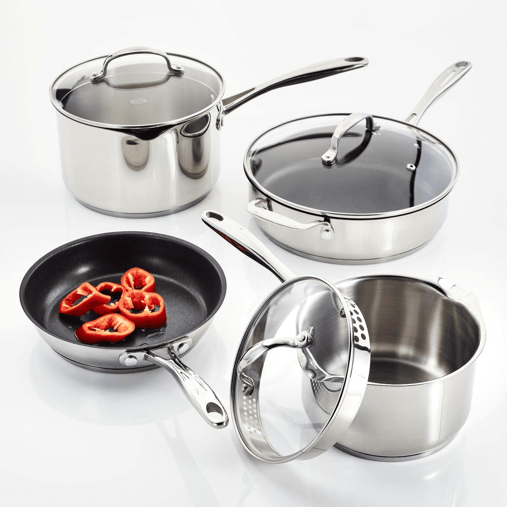 7000 3 piece draining saucepan set, Stainless Steel