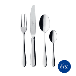 Image showing the Oscar 24 piece cutlery canteen in picture box, 44 x 28 x 5cm, Stainless Steel product.