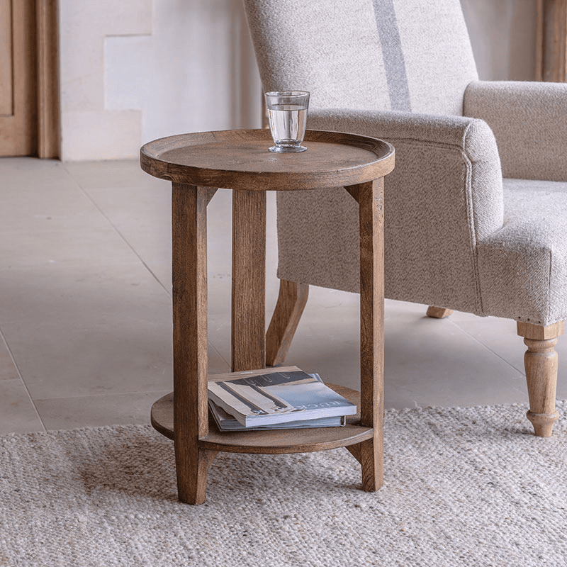 Triveni Mango Wood Side Table, Walnut