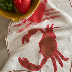 Image showing the Crab Tea Towel, 50 x 70cm, Red/Pink product.