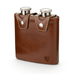 Image showing the Double Hip Flask, H11.5 x W11.5cm, Cognac product.
