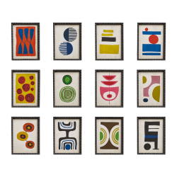 Image showing the Set of twelve dera framed abstracts prints, 48 x 36 x 3 cm, Multi product.