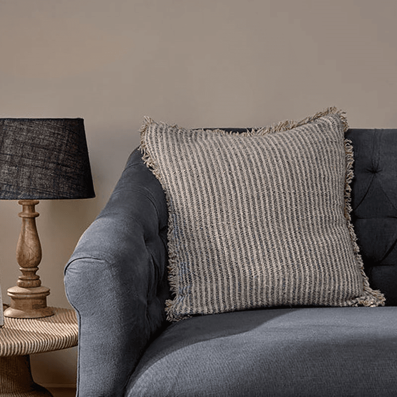Gili Linen Cushion Cover, 50 x 50cm, Dark Green & Natural