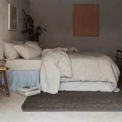 Image showing the Gingham Linen Blend Duvet Cover, King, Mushroom product.