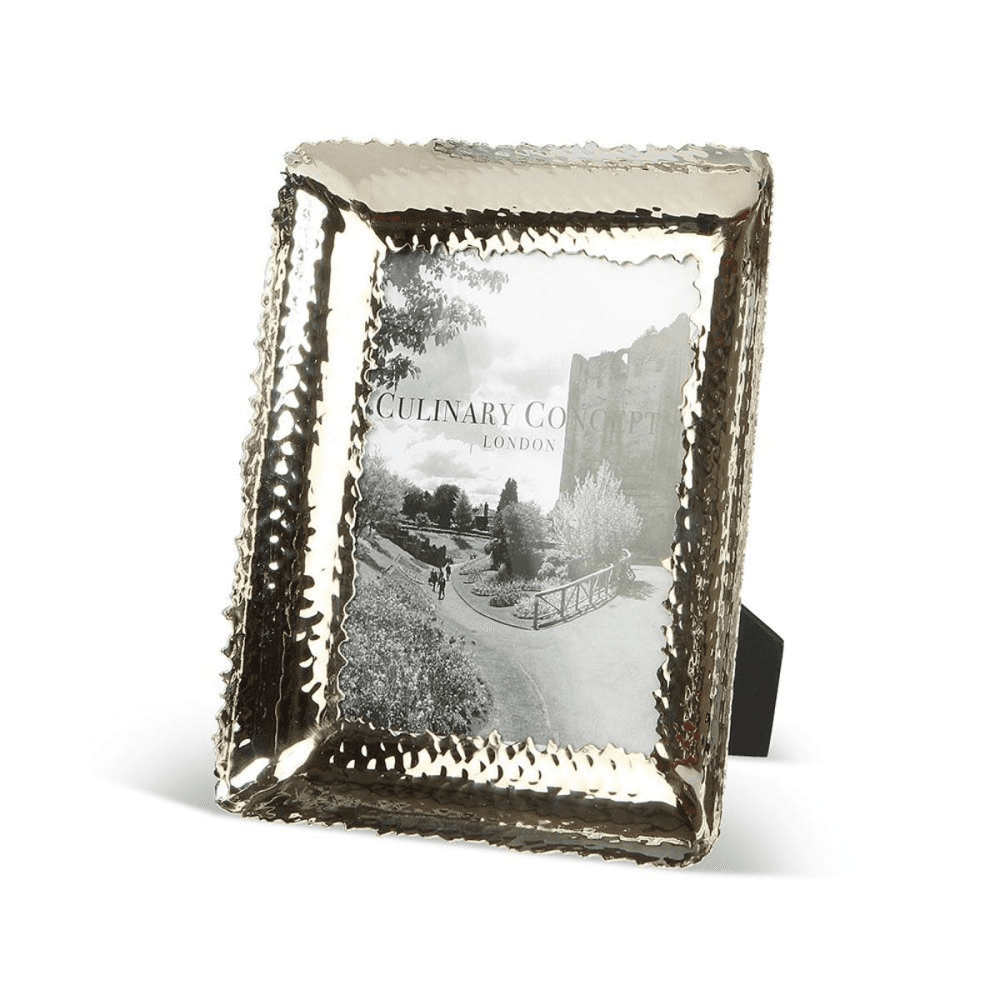 Champagne Hammered Photograph frame, 5 x 7", Stainless Steel And Glass