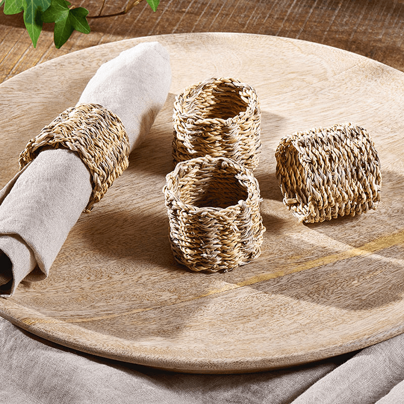 Aarushu Set of 4 Napkin Rings, D5cm, Natural